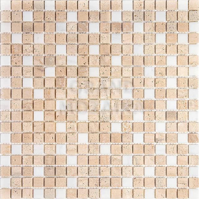 Тонкая мозаика из мрамора и травертина