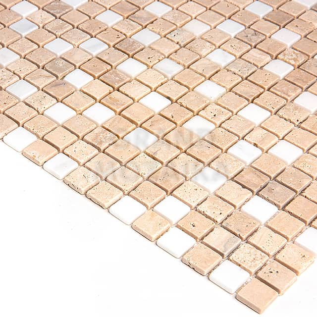 Тонкая мозаика из мрамора и травертина