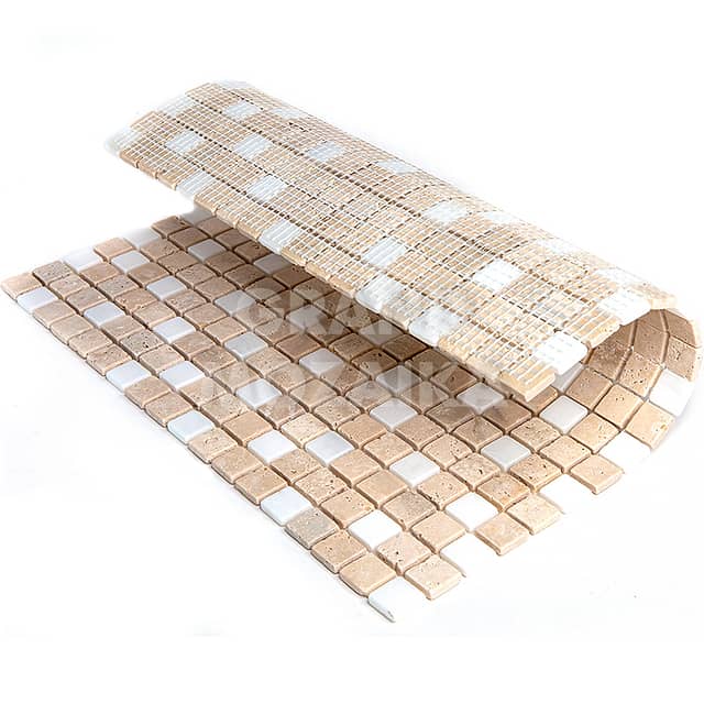 Тонкая мозаика из мрамора и травертина