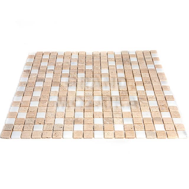 Тонкая мозаика из мрамора и травертина