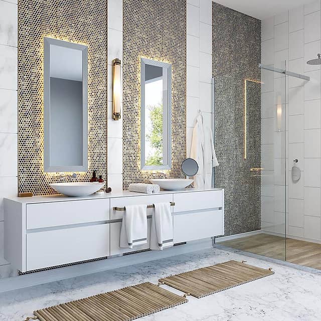 Круглая стеклянная мозаика, серия Glamour