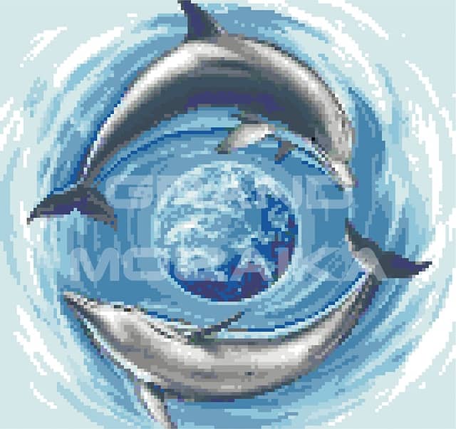 Мозаичное панно Дельфины с шаром