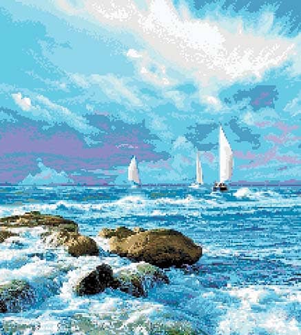 Мозаичное панно Парусники