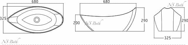 Настольная раковина из акрилового камня 672x330x241