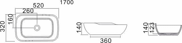 Настольная раковина из акрилового камня 520x320x140