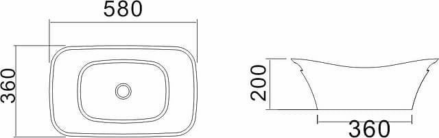 Настольная раковина из акрилового камня 580x360x200