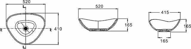 Настольная раковина из акрилового камня 520x415x165