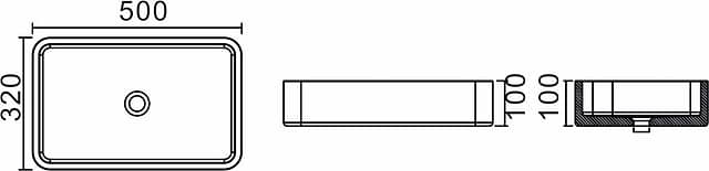 Настольная раковина из акрилового камня 500x320x100