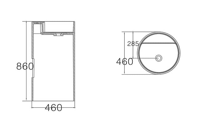 Напольная раковина из акрилового камня 460x460x860