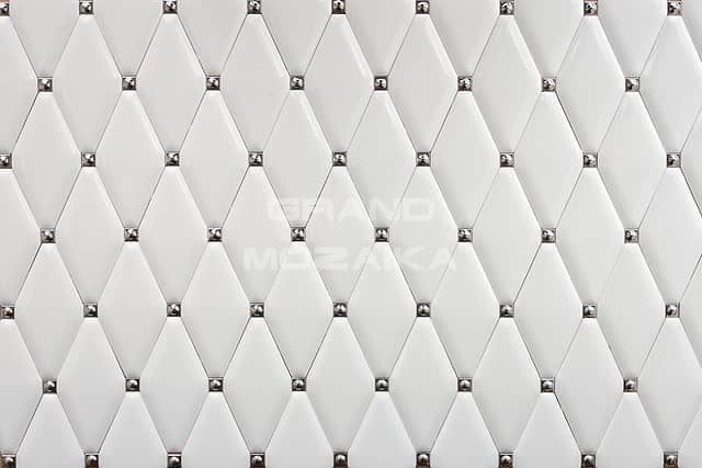 Керамические ромбы белые с серебристыми вставками