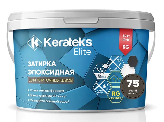 Эпоксидная затирка Kerateks Elite, 75 Серый цемент, 1 кг