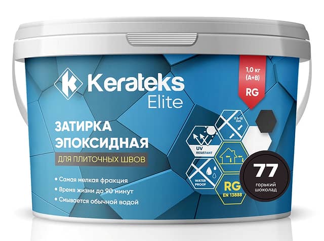 Эпоксидная затирка Kerateks Elite, 77 Горький шоколад, 1 кг