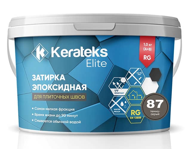 Эпоксидная затирка Kerateks Elite, 87 Темно-серый, 1 кг