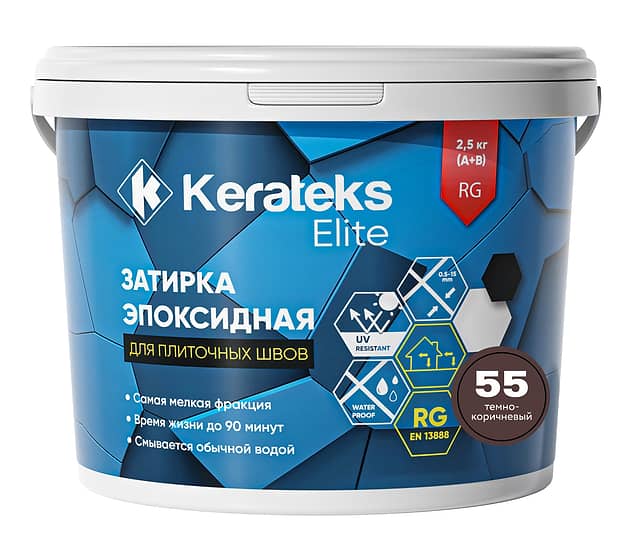 Эпоксидная затирка Kerateks Elite, 55 Темно-коричневый, 2.5 кг