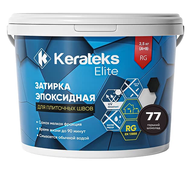 Эпоксидная затирка Kerateks Elite, 77 Горький шоколад, 2.5 кг