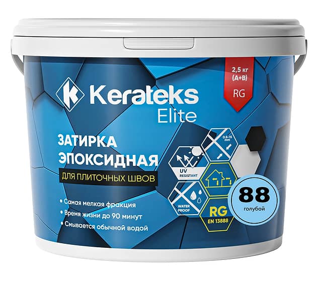 Эпоксидная затирка Kerateks Elite, 88 Голубой, 2.5 кг