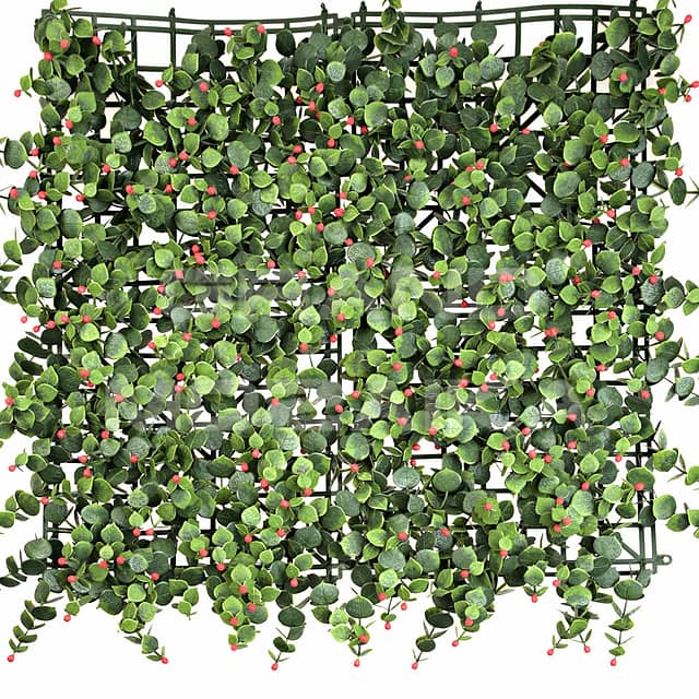 Трава искусственная, с красными ягодами