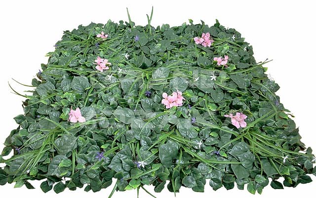 Трава искусственная, с розовыми цветами