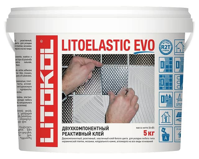 LITOKOL LITOELASTIC EVO, двухкомпонентный клей A + B, 5кг.