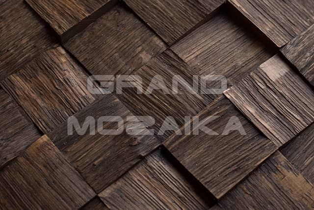 Колотая 3D мозаика из дуба, колеровка венге