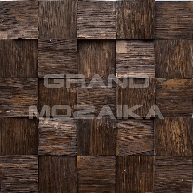 Колотая 3D мозаика из дуба, колеровка венге