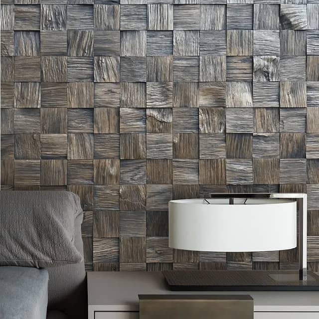 Колотая 3D мозаика из дуба, колеровка венге
