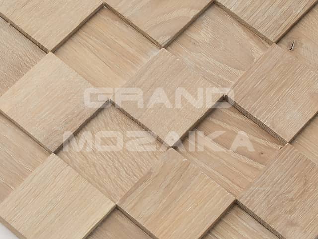 3D мозаика из дерева (дуб), белая колеровка