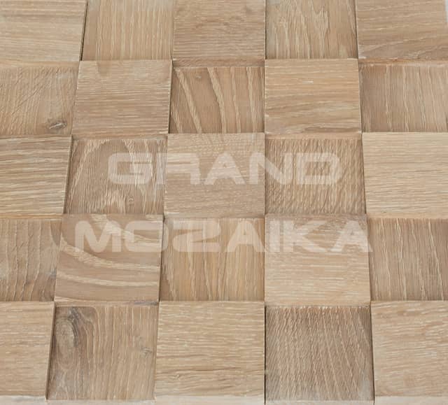 3D мозаика из дерева (дуб), белая колеровка