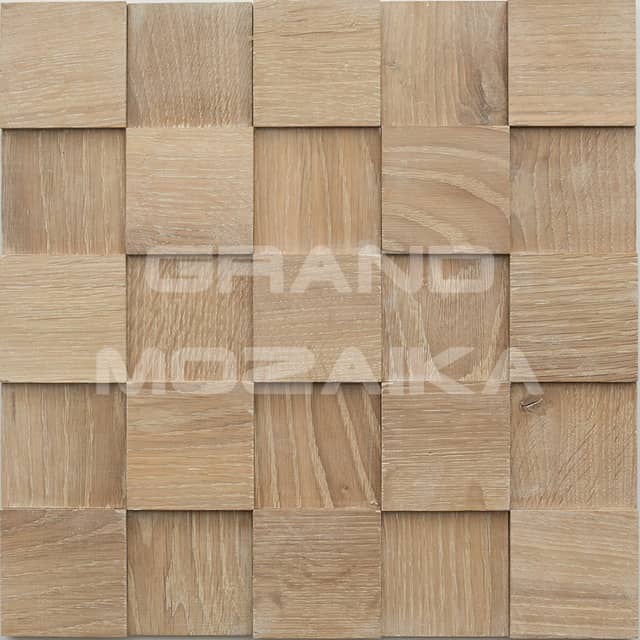 3D мозаика из дерева (дуб), белая колеровка