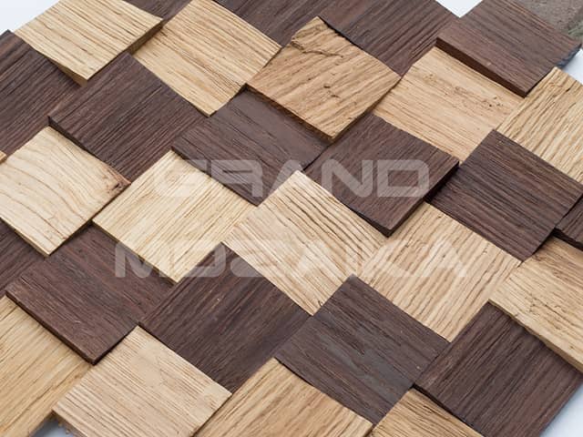 Колотая 3D мозаика со смещением из дуба и термоясеня