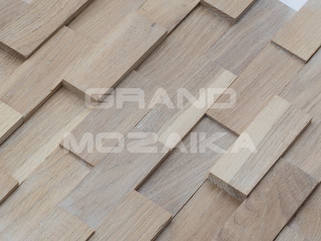 3D мозаика со смещением из дуба, белая колеровка