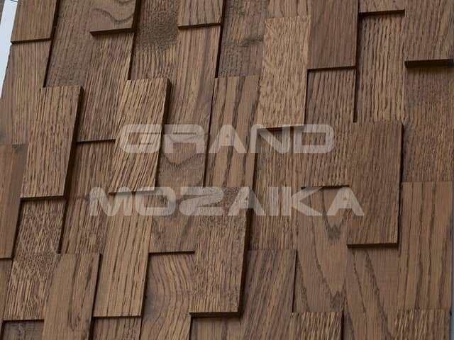 3D мозаика со смещением из дуба, колеровка орех