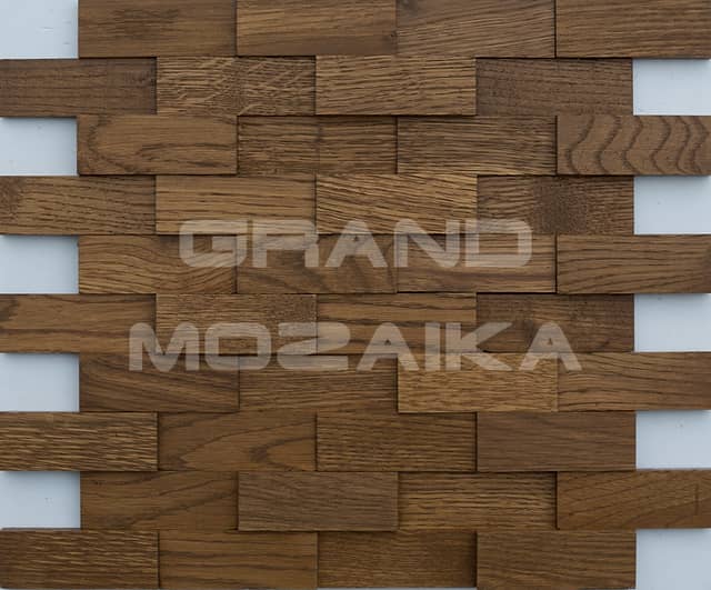 3D мозаика со смещением из дуба, колеровка орех