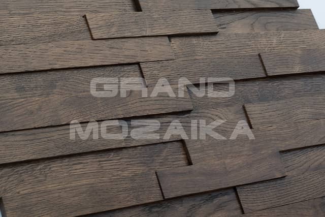 Шлифованная 3D мозаика из дуба, колеровка венге