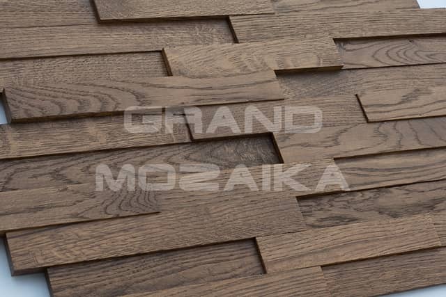 Шлифованная 3D мозаика из дуба, колеровка орех