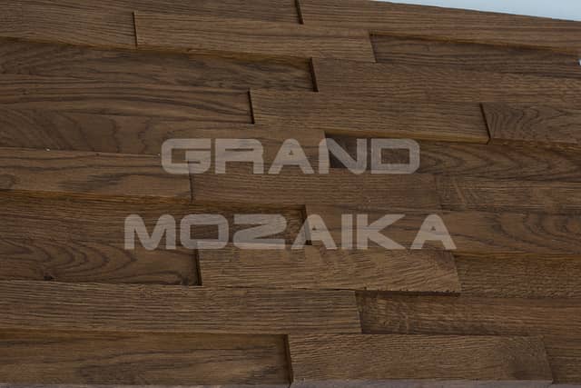 Шлифованная 3D мозаика из дуба, колеровка орех
