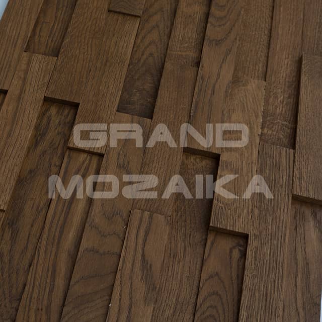 Шлифованная 3D мозаика из дуба, колеровка орех