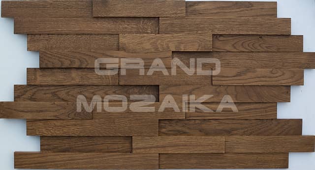 Шлифованная 3D мозаика из дуба, колеровка орех