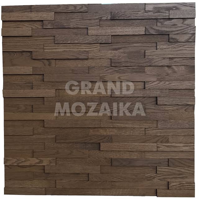 Шлифованная 3D мозаика из дуба, колеровка орех