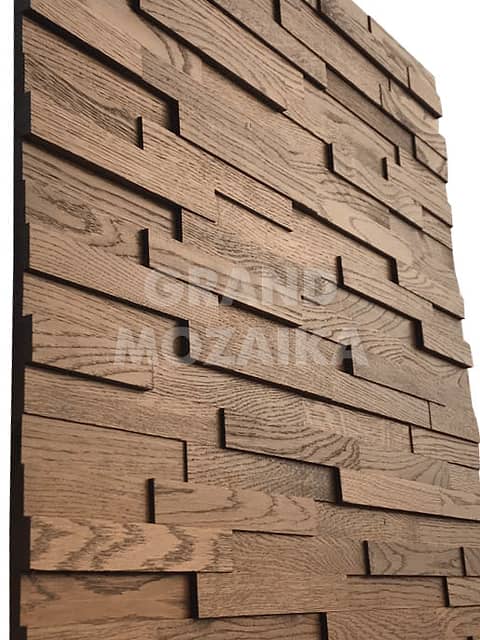 Шлифованная 3D мозаика из дуба, колеровка орех