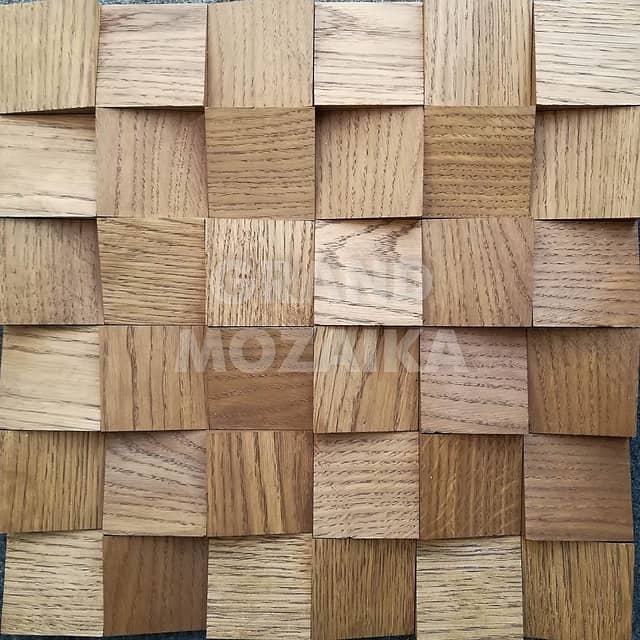 Шлифованная 3D мозаика из дуба, колеровка орех
