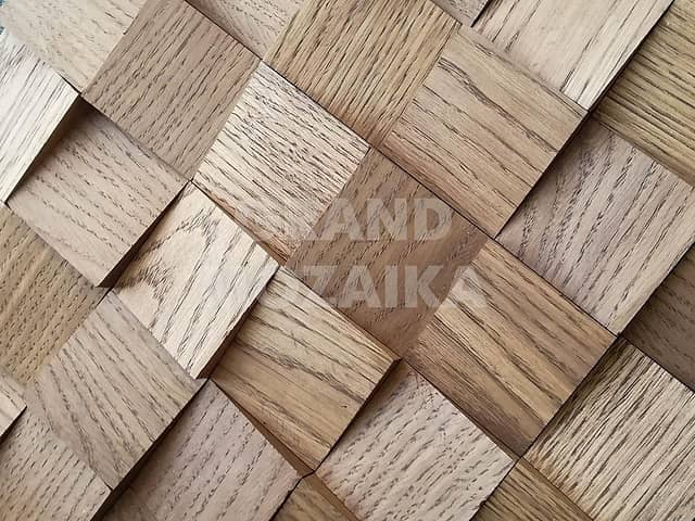 Шлифованная 3D мозаика из дуба, колеровка орех