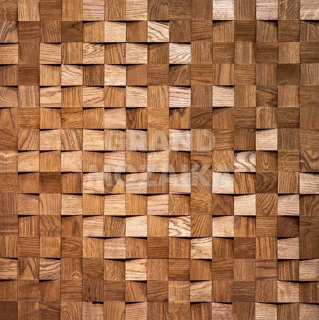 Шлифованная 3D мозаика из дуба, колеровка орех