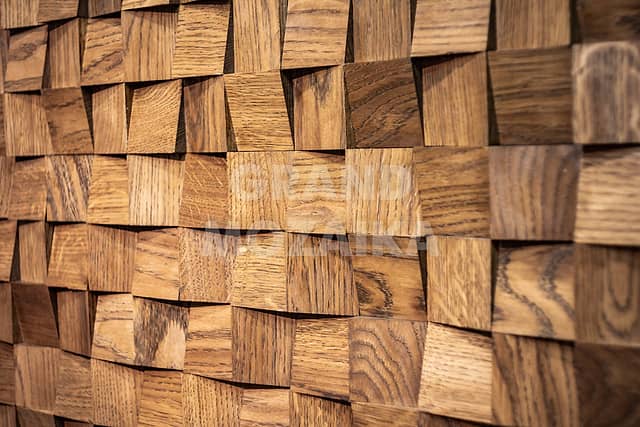 Шлифованная 3D мозаика из дуба, колеровка орех