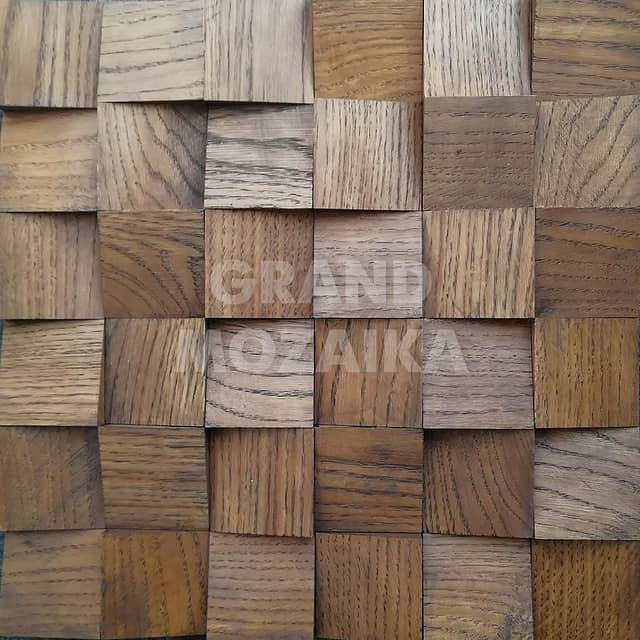 Шлифованная 3D мозаика из дуба, колеровка венге