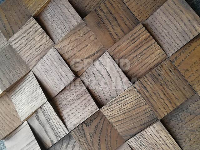 Шлифованная 3D мозаика из дуба, колеровка венге