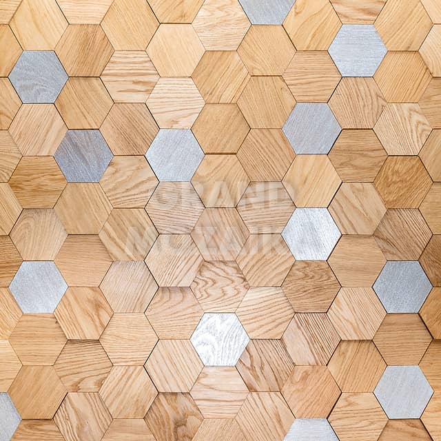 3d деревянная мозаика (бесцветный, серебрянный масловоск), серия Соты