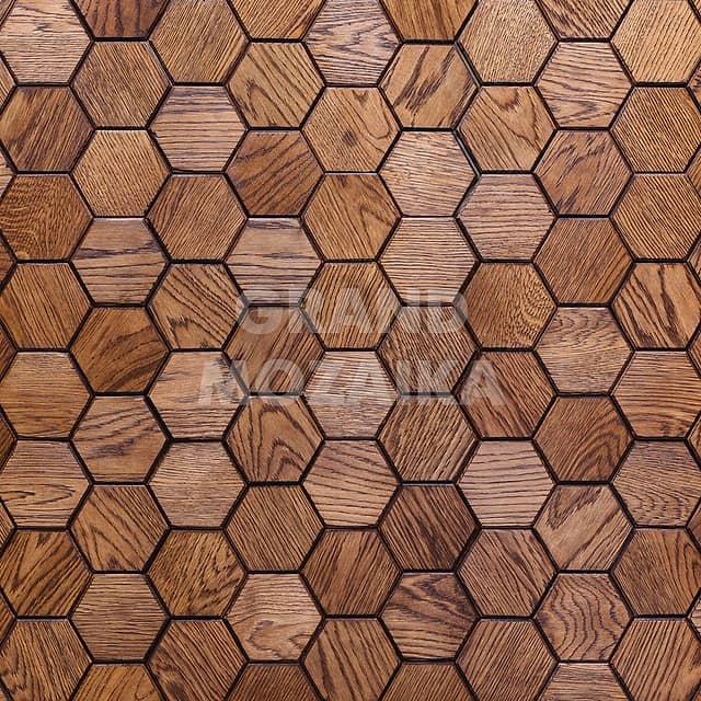 Деревянная мозаика с фаской (мокко масловоск), серия Соты