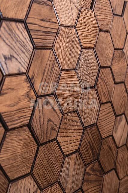 Деревянная мозаика с фаской (мокко масловоск), серия Соты