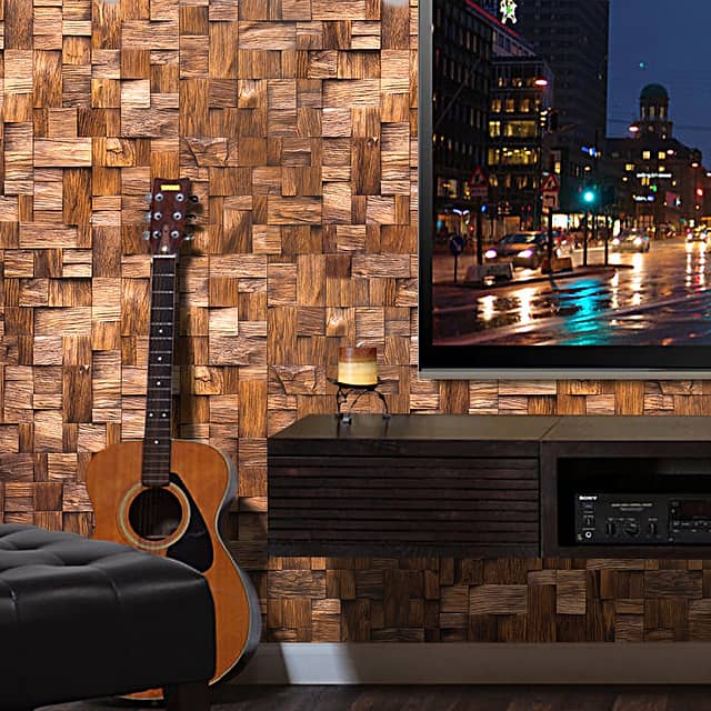 Колотая 3D мозаика из дуба, колеровка мокко